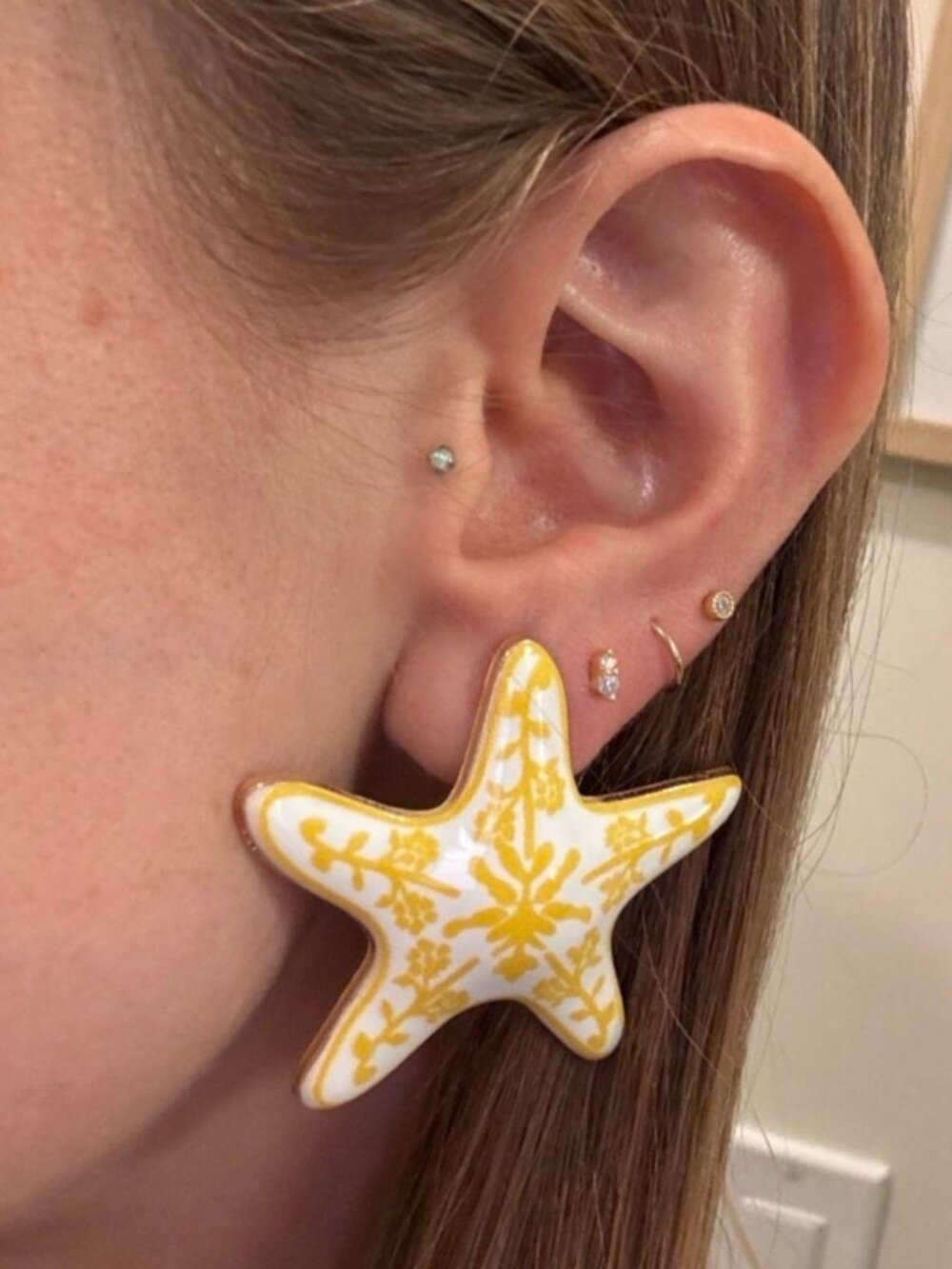 The Bethany Painted starfish Nantucket cape cod stud earrings star